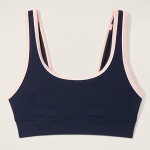 Athleta Navy Breathe Longline Piping Sports Bra A-C